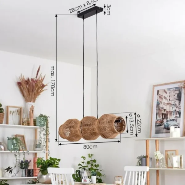hofstein Cardeira Suspension, Suspension Noir, 3 lumières* Lampes Modernes