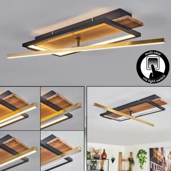 hofstein Cascada Plafonnier LED Laiton, Écru, Noir, 1 lumière* Lampes Modernes