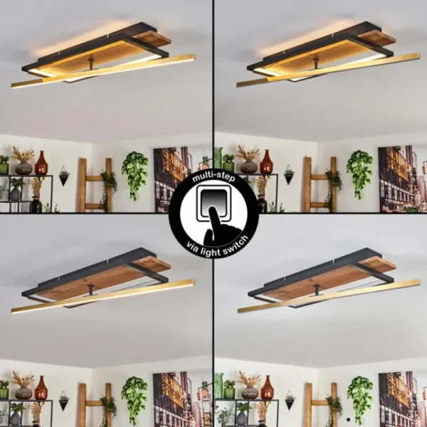hofstein Cascada Plafonnier LED Laiton, Écru, Noir, 1 lumière* Lampes Modernes