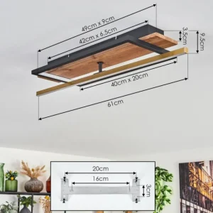hofstein Cascada Plafonnier LED Laiton, Écru, Noir, 1 lumière* Lampes Modernes