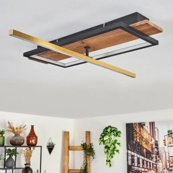 hofstein Cascada Plafonnier LED Laiton, Écru, Noir, 1 lumière* Lampes Modernes