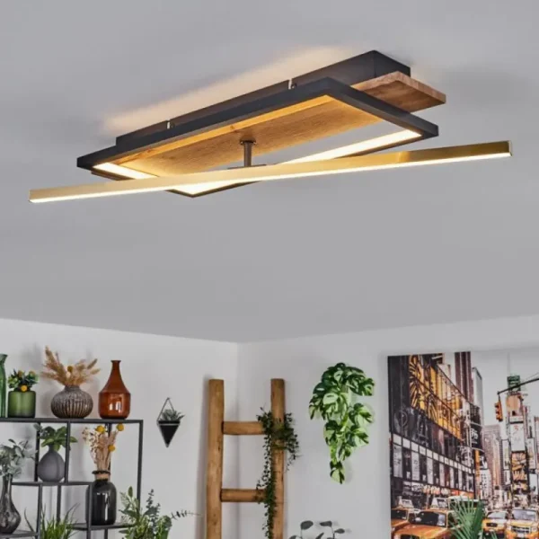 hofstein Cascada Plafonnier LED Laiton, Écru, Noir, 1 lumière* Lampes Modernes