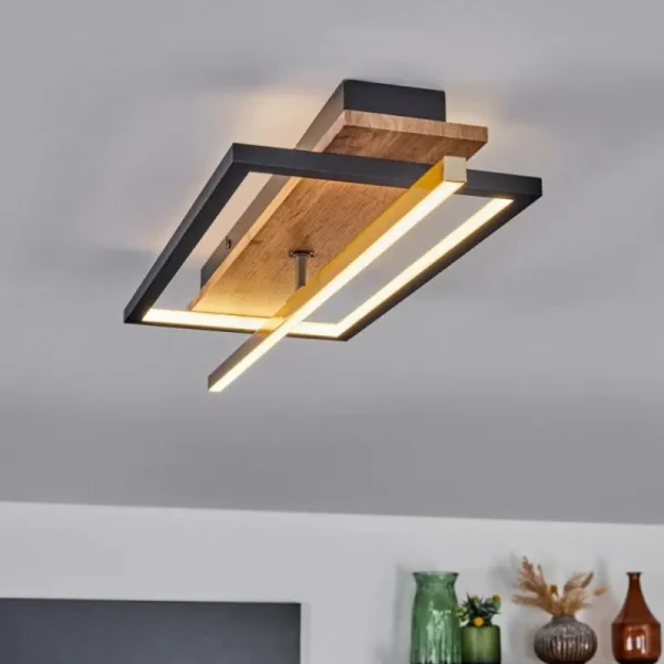 hofstein Cascada Plafonnier LED Laiton, Écru, Noir, 1 lumière* Lampes Modernes