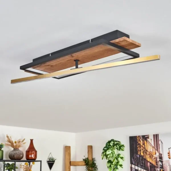 hofstein Cascada Plafonnier LED Laiton, Écru, Noir, 1 lumière* Lampes Modernes