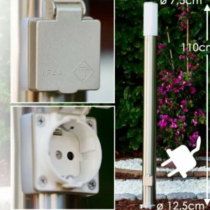 hofstein Caserta Lampadaire, Eclairage de chemin Acier inoxydable, 1 lumière* Lampes Modernes