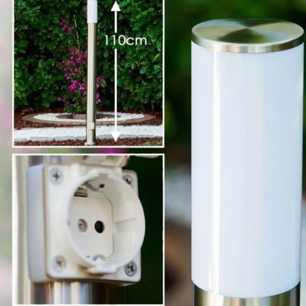hofstein Caserta Lampadaire, Eclairage de chemin Acier inoxydable, 1 lumière* Lampes Modernes
