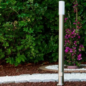 hofstein Caserta Lampadaire, Eclairage de chemin Acier inoxydable, 1 lumière* Lampes Modernes