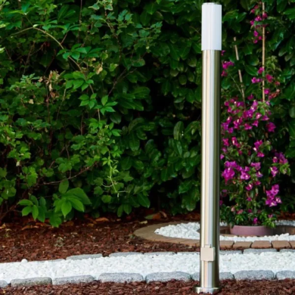 hofstein Caserta Lampadaire, Eclairage de chemin Acier inoxydable, 1 lumière* Lampes Modernes