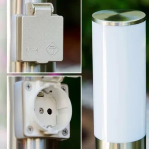 hofstein Caserta Lampadaire, Eclairage de chemin Acier inoxydable, 1 lumière* Lampes Modernes