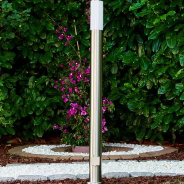 hofstein Caserta Lampadaire, Eclairage de chemin Acier inoxydable, 1 lumière* Lampes Modernes