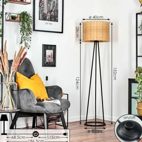 hofstein Cavaca Lampadaire, Liseuse Noir, 1 lumière* Lampes Modernes