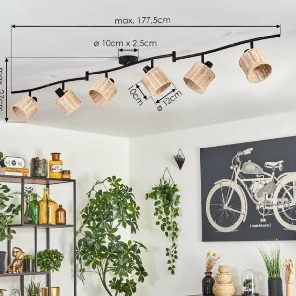hofstein Cavaca Plafonnier Noir, 6 lumières* Lampes Modernes