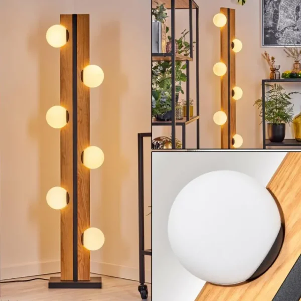 hofstein Chehalis Boule lumineuse, Lampadaire Écru, Noir, 6 lumières* Lampes Modernes