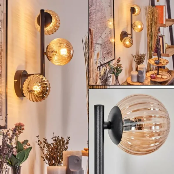 hofstein Chehalis Boule lumineuse, Applique murale Ambre, 3 lumières* Lampes Modernes