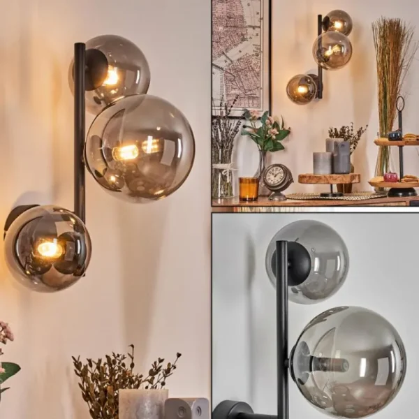 hofstein Chehalis Boule lumineuse, Applique murale 23 cm Fumé, 3 lumières* Lampes Modernes