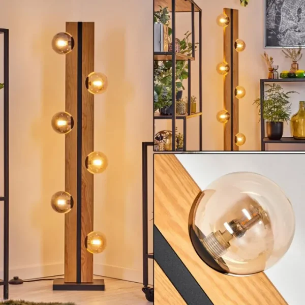 hofstein Chehalis Boule lumineuse, Lampadaire Écru, Noir, 6 lumières* Lampes Modernes