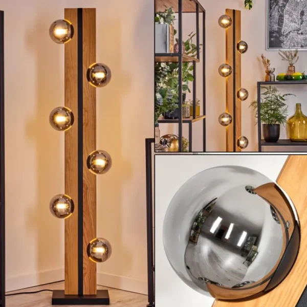 hofstein Chehalis Boule lumineuse, Lampadaire Écru, Noir, 6 lumières* Lampes Modernes