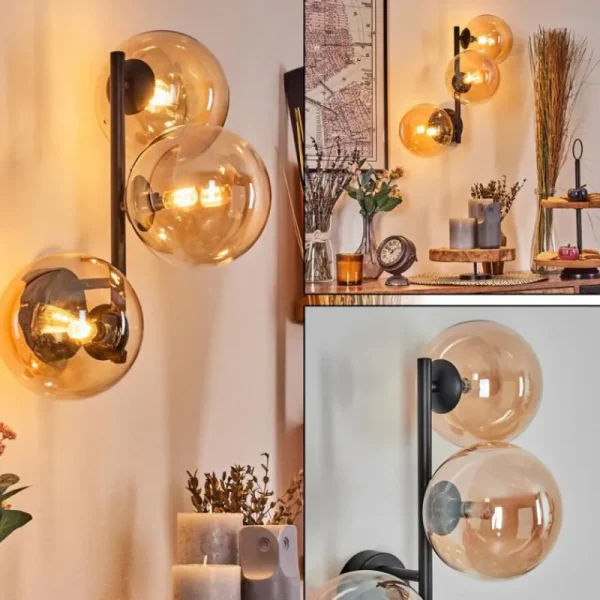 hofstein Chehalis Boule lumineuse Ambre, 3 lumières* Lampes En Verre