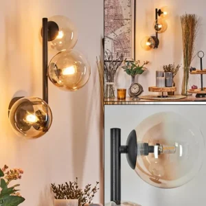 hofstein Chehalis Boule lumineuse, Applique murale Ambre, Clair, 3 lumières* Lampes En Verre