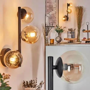 hofstein Chehalis Boule lumineuse, Applique murale Ambre, Clair, 3 lumières* Lampes En Verre