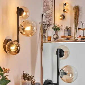 hofstein Chehalis Boule lumineuse, Applique murale 23 cm Ambre, Clair, 3 lumières* Lampes En Verre