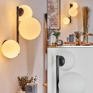 hofstein Chehalis Boule lumineuse, Applique murale Blanc, 3 lumières* Lampes En Verre