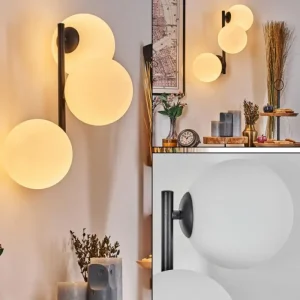hofstein Chehalis Boule lumineuse, Applique murale Blanc, 3 lumières* Lampes En Verre