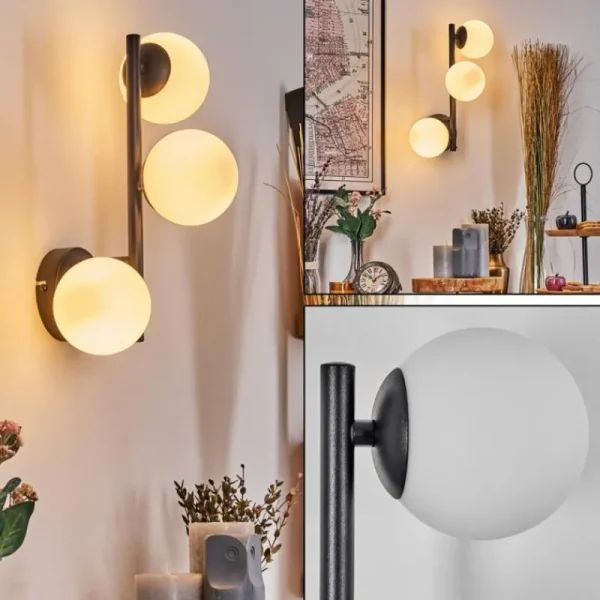 hofstein Chehalis Boule lumineuse, Applique murale Blanc, 3 lumières* Lampes En Verre