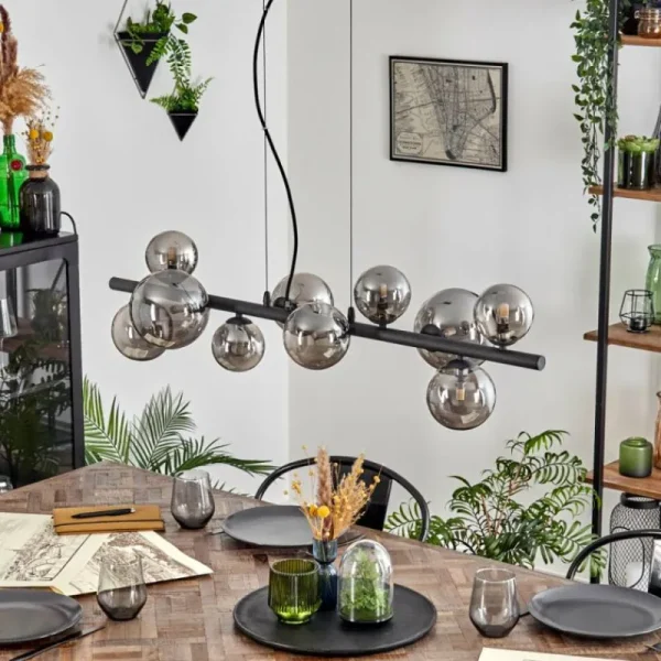 hofstein Chehalis Boule lumineuse, Suspension Fumé, 10 lumières* Lampes Modernes