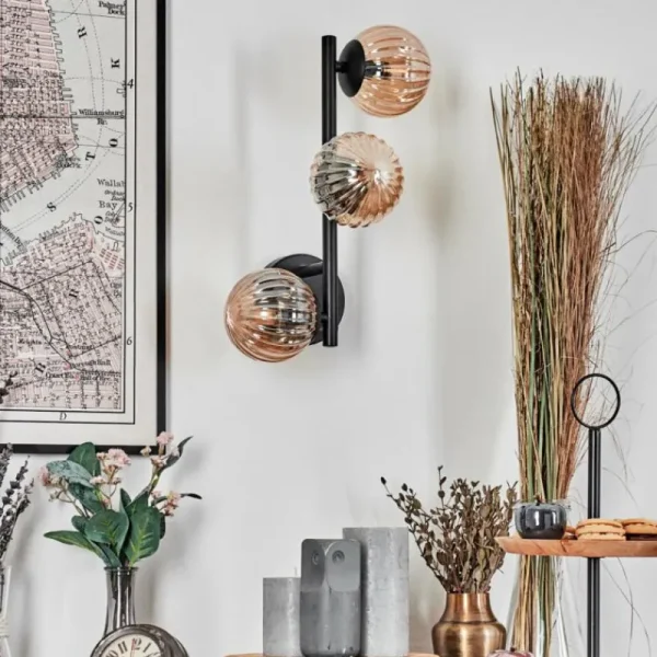 hofstein Chehalis Boule lumineuse, Applique murale Ambre, 3 lumières* Lampes Modernes