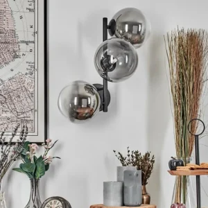 hofstein Chehalis Boule lumineuse, Applique murale 33 cm Chrome, Clair, Fumé, 3 lumières* Lampes Modernes