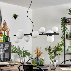 hofstein Chehalis Boule lumineuse, Suspension Blanc, 10 lumières* Lampes En Verre