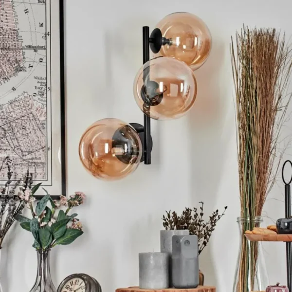 hofstein Chehalis Boule lumineuse Ambre, 3 lumières* Lampes En Verre
