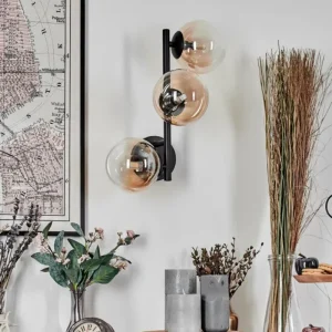 hofstein Chehalis Boule lumineuse, Applique murale Ambre, Clair, 3 lumières* Lampes En Verre