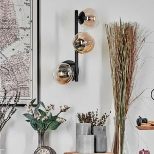 hofstein Chehalis Boule lumineuse, Applique murale Ambre, Clair, 3 lumières* Lampes En Verre