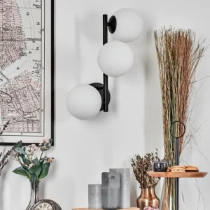 hofstein Chehalis Boule lumineuse, Applique murale 28 cm Blanc, 3 lumières* Lampes En Verre