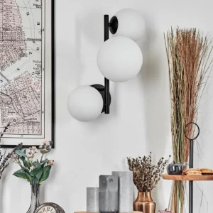 hofstein Chehalis Boule lumineuse, Applique murale Blanc, 3 lumières* Lampes En Verre