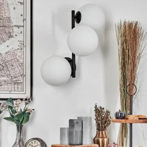 hofstein Chehalis Boule lumineuse, Applique murale Blanc, 3 lumières* Lampes En Verre