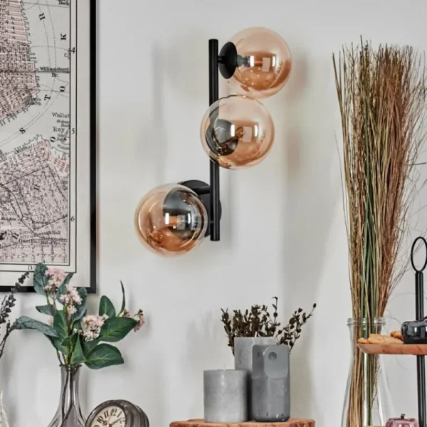 hofstein Chehalis Boule lumineuse, Applique murale Ambre, 3 lumières* Lampes En Verre