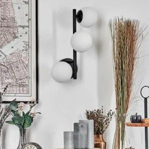 hofstein Chehalis Boule lumineuse, Applique murale Blanc, 3 lumières* Lampes En Verre