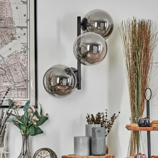 hofstein Chehalis Boule lumineuse, Applique murale Fumé, 3 lumières* Lampes Modernes
