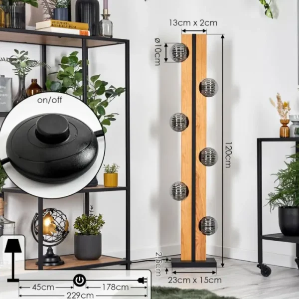 hofstein Chehalis Boule lumineuse, Lampadaire Écru, Noir, 6 lumières* Lampes Modernes