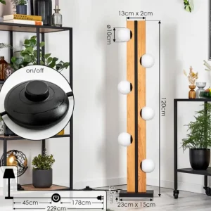 hofstein Chehalis Boule lumineuse, Lampadaire Écru, Noir, 6 lumières* Lampes Modernes