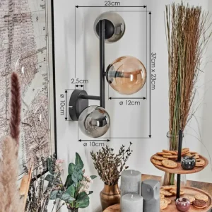 hofstein Chehalis Boule lumineuse, Applique murale 23 cm Ambre, Fumé, 3 lumières* Lampes Modernes
