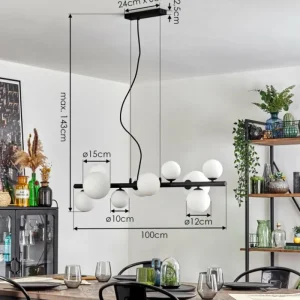 hofstein Chehalis Boule lumineuse, Suspension Blanc, 10 lumières* Lampes En Verre