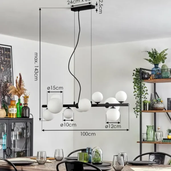 hofstein Chehalis Boule lumineuse, Suspension Blanc, 10 lumières* Lampes En Verre