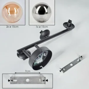 hofstein Chehalis Boule lumineuse, Applique murale Ambre, Fumé, 3 lumières* Lampes Modernes