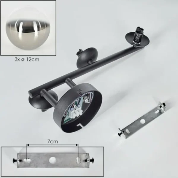hofstein Chehalis Boule lumineuse, Applique murale 28 cm Chrome, Clair, Fumé, 3 lumières* Lampes Modernes