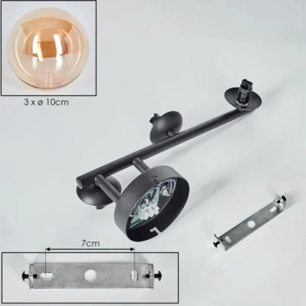 hofstein Chehalis Boule lumineuse, Applique murale Ambre, 3 lumières* Lampes En Verre