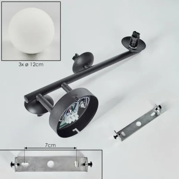 hofstein Chehalis Boule lumineuse, Applique murale 28 cm Blanc, 3 lumières* Lampes En Verre
